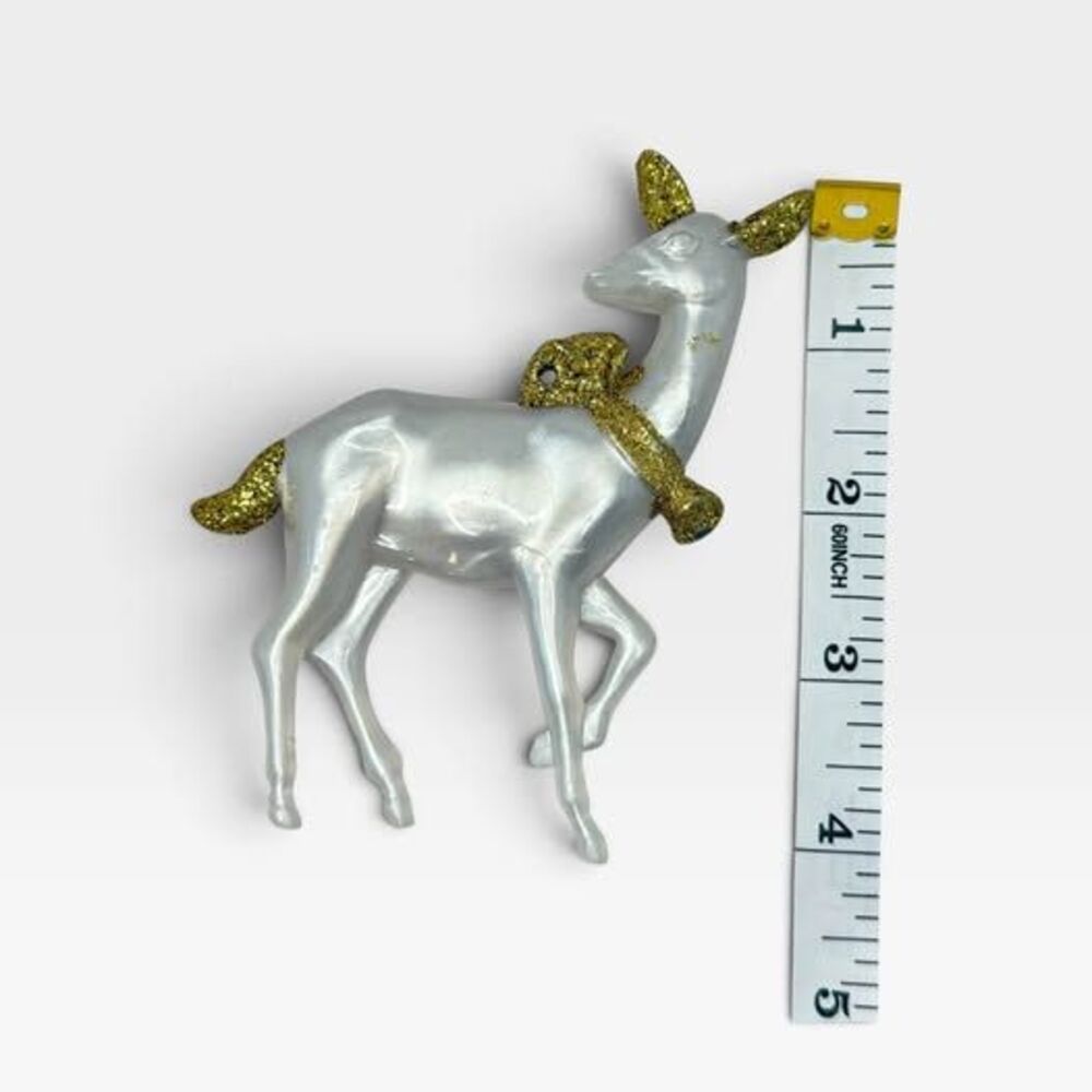 Vintage Silver Plastic Reindeer Figurine